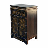 Chinese Black Golden Flowers Side Cabinet End Table Nightstand cs7081S