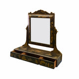 Chinese Vintage Golden Scenery Black Lacquer Mirror Chest cs7052S