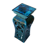 Ceramic Clay Green Square Tall Pedestal Table Flower Display Stand cs7056S