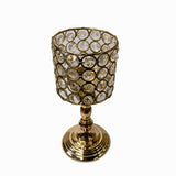 Round Clear Beads Chandelier Look Golden Metal Table Top Candle Holder ws1512S