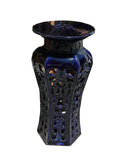 Hand Made Ceramic Clay Navy Blue Round Tall Pedestal Stand, Flower Display Stand vs147S