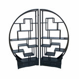 Chinese Black Lacquer Round Shape Display Curio Cabinet Room Divider cs7028S