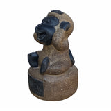 Black Gray Brown Two Colors Stone Monkey Ape Hear No Evil Figure cs7112S