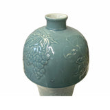 Handmade Oriental Pastel Blue Porcelain Vase with Grapes Motif ws1831S