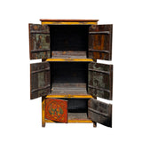Vintage Chinese Tibetan Jewel Flower Graphic Tall Storage Cabinet cs7354S