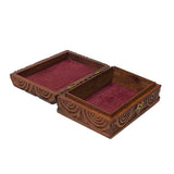 Brown Dimensional Relief Scroll Motif Rectangular Storage Box Chest ws2091S