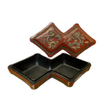 Chinese Distressed Brick Red Lacquer Double Rhombus Dragons Box ws2022S