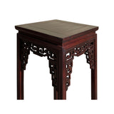 Chinese Square Ru Yi Plant Stand Pedestal Table in Medium Brown Stain cs7210S