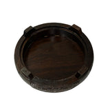 3.75" Oriental Motif Brown Wood Round Table Top Stand Riser ws2894BS