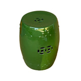 Oriental Double Coin Pattern Solid Green Porcelain Round Stool cs7559S