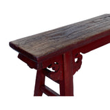 Vintage Brick Red Rural Village Rustic Slim Wood Seating Bench cs7359S