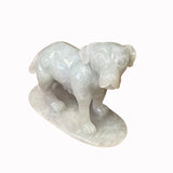 Chinese White Jade Color Stone Puppy Dog Display Figure ws2388S