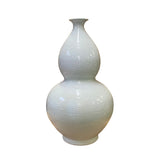 Chinese Off White Porcelain Relief Floral Pattern Gourd Shape Vase ws2732S