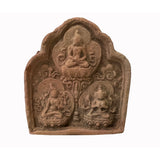 Set of 2 Small Chinese Oriental Clay Buddhas Theme Plaque Display ws2405S