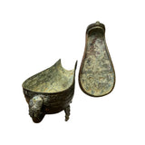 Vintage Look Chinese Green Black Ancient Ding Shape Holder Display ws2997S