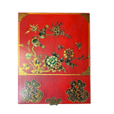 Chinese Oriental Red Flower Birds Mirror Rectangular Jewelry Box ws2531AS
