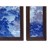 Set of 3 Chinese Porcelain Blue White Mountain Scenery Wall Panel cs7247S
