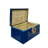 Oriental Round Hardware Royal Blue Rectangular Container Box Large ws2888BS