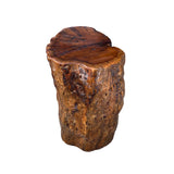 Raw Wood Rough Grain Finish Irregular Shape Short Stool Table cs7537S