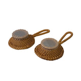 Pair Asian Handmade Rattan Round Accent Loose Tea Strainers ws2975S