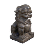 Chinese Distressed Brown Rough Marks Fengshui Foo Dog Lion Figure cs7364S
