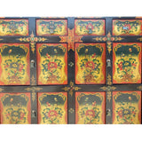Chinese Tibetan Orange Yellow Flower Graphic Credenza Storage Cabinet cs7175S