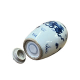 Lot of 2 Blue White Small Foo Dogs Graphic Porcelain Point Lid Jars ws2515S
