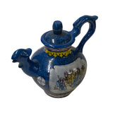 Chinese Zisha Clay Blue Glaze 18 Lohons Graphic Teapot Display Art ws2656S