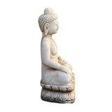 Chinese Oriental Distressed White Marble Stone Carved Sitting Buddha cs7363S