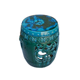 Chinese Green Blue Round Dragon Clay Garden Stool Table cs7277S