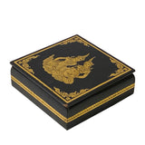 Black Golden Thai Lady Graphic Square Storage Accent Box ws2639S