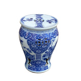 Chinese Blue & White Porcelain Flower Birds Small Round Stool Table cs7377BS