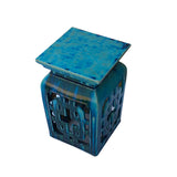 Chinese Ceramic Square Turquoise Green Knot Garden Stand Table cs7286S