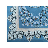Large Rectangular Pastel Blue Floral Motif Graphic Wool Rug Carpet cs7530S