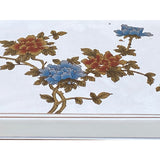 Chinese Off White Vinyl Moon Face Flower  End Table Nightstand cs7130S