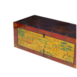 Chinese Tibetan Yellow Buddhism Meditation Graphic Wood Trunk Table cs7306S