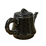 Chinese Jianye Clay Silver Black Glaze Decor Teapot Display Art ws2668S