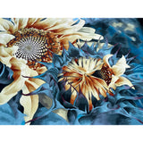 Large Rectangular Sun Flower Motif Graphic Wool Rug Carpet cs7529S