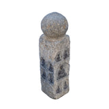 Chinese Distressed Gray Stone Carved Buddhas Display Pole Statue cs7204S
