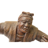 Chinese Distressed Brown Rough Marks Ceramic Clay Man Art Figure ws2471S