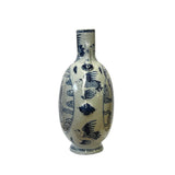 Chinese Blue White Porcelain Round Flat Body People Theme Vase ws3001S