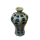 Chinese Blue White Porcelain Oriental Fruit Octagonal Shape Vase ws2994S