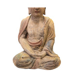 Rustic Wood Sitting Gautama Amitabha Shakyamuni Buddha Statue ws2734S