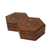 Chinese Distressed Brown People Graphic Rectangular Decagon Shape Box ws2303S