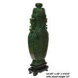 Natural Green Jasper Stone Carved Dragon Accent Flask Display Vase ws1809S