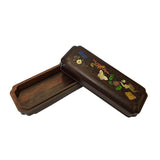Chinese Zitan Wood MOP Inlay Motif Rectangular Storage Box Chest ws2547S