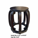 Chinese Oriental Dark Brown Wood Craw Barrel Shape Stool cs7098S