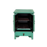 Chinese Turquoise Green Pastel Moon Face End Table Nightstand cs7369S