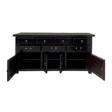 Chinese Black Lacquer 7 Drawers Sideboard Buffet Credenza Table Cabinet cs7507S