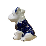 White Blue Color Glaze Ceramic Puppy Dog Deco Figure ws2743S